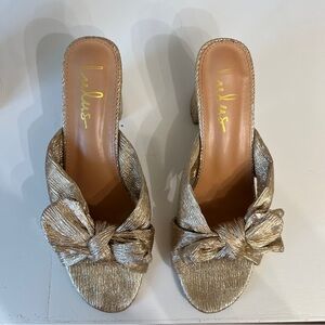 Lulus Gold Bow Heels - Size 11